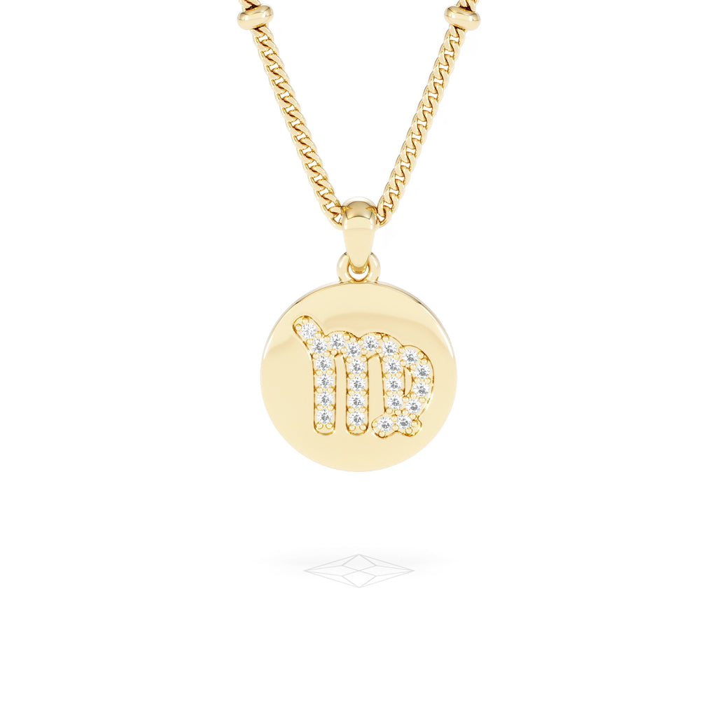 Astrology Virgo 0.07ct Lab Grown Diamond Medallion Pendant Necklace in 18K Gold Vermeil