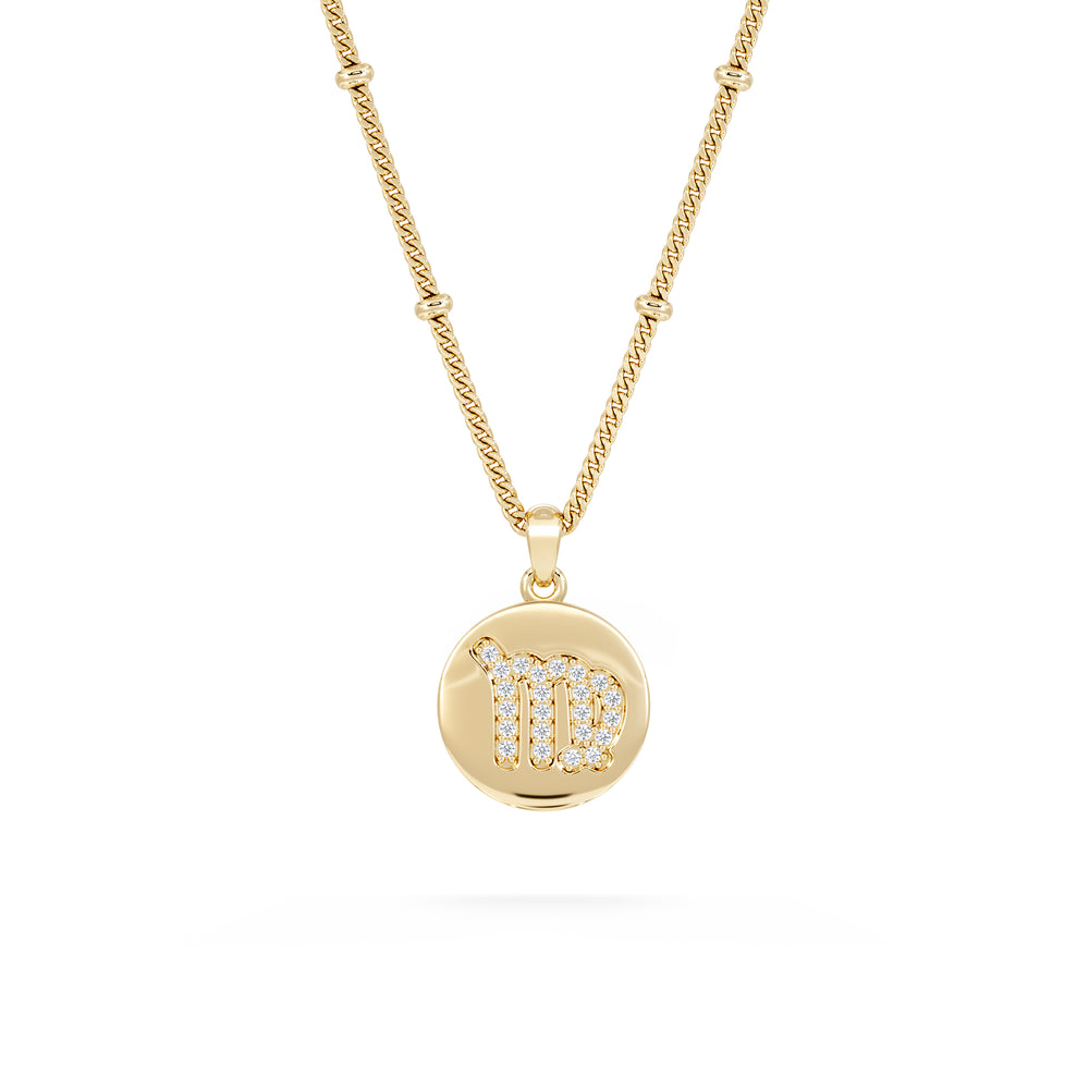 Astrology Virgo 0.07ct Lab Grown Diamond Medallion Pendant Necklace in 18K Gold Vermeil