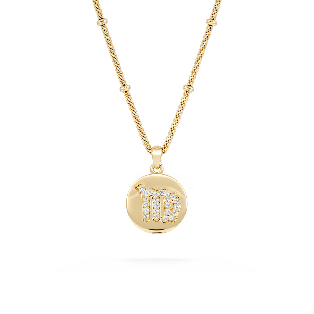 Astrology Virgo 0.07ct Lab Grown Diamond Medallion Pendant Necklace in 18K Gold Vermeil
