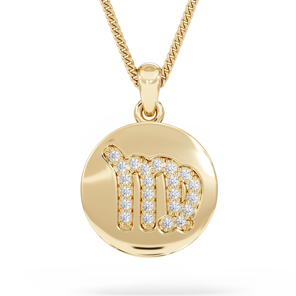 Astrology Virgo 0.07ct Lab Grown Diamond Medallion Pendant Necklace in 18K Gold Vermeil