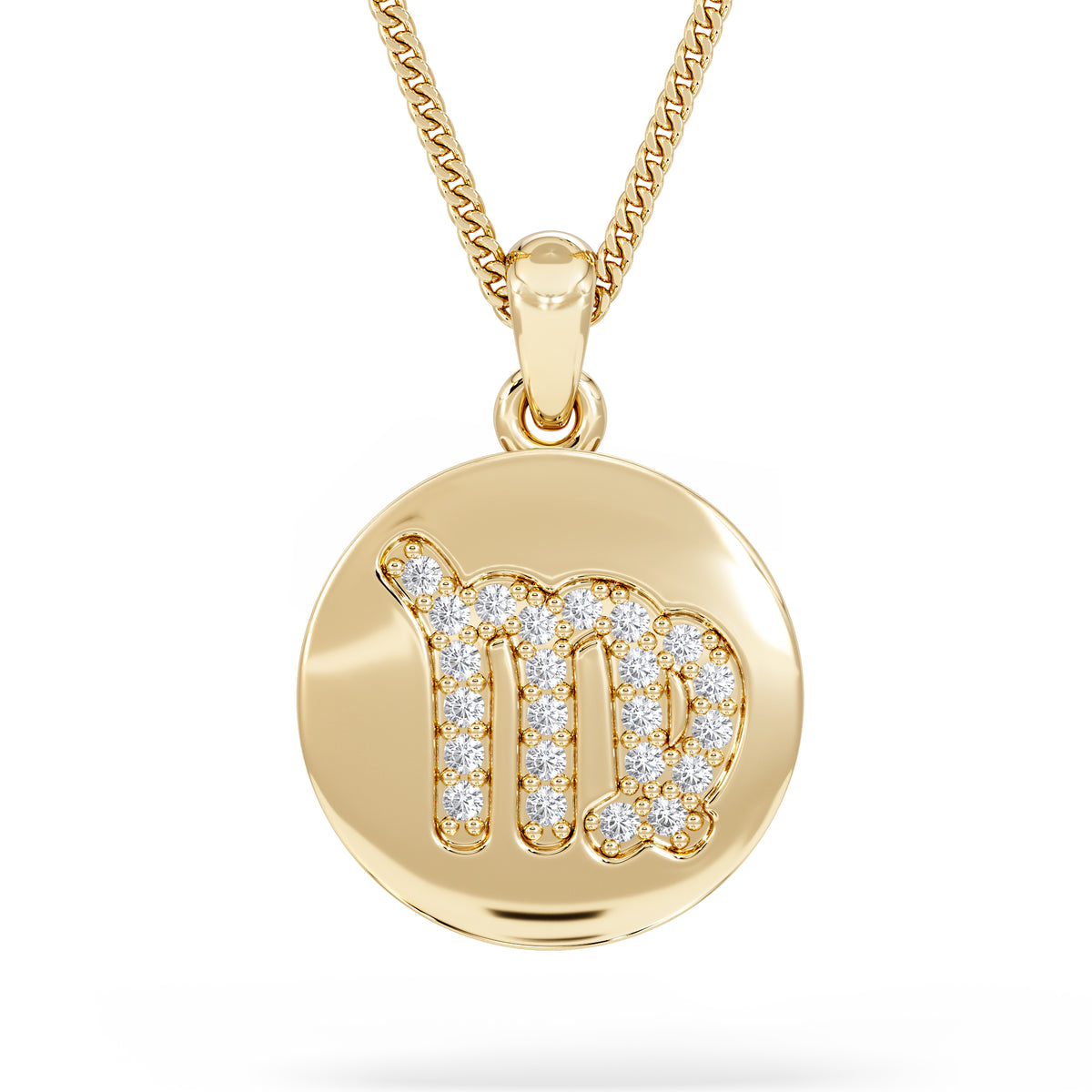 Astrology Virgo 0.07ct Lab Grown Diamond Medallion Pendant Necklace in 18K Gold Vermeil