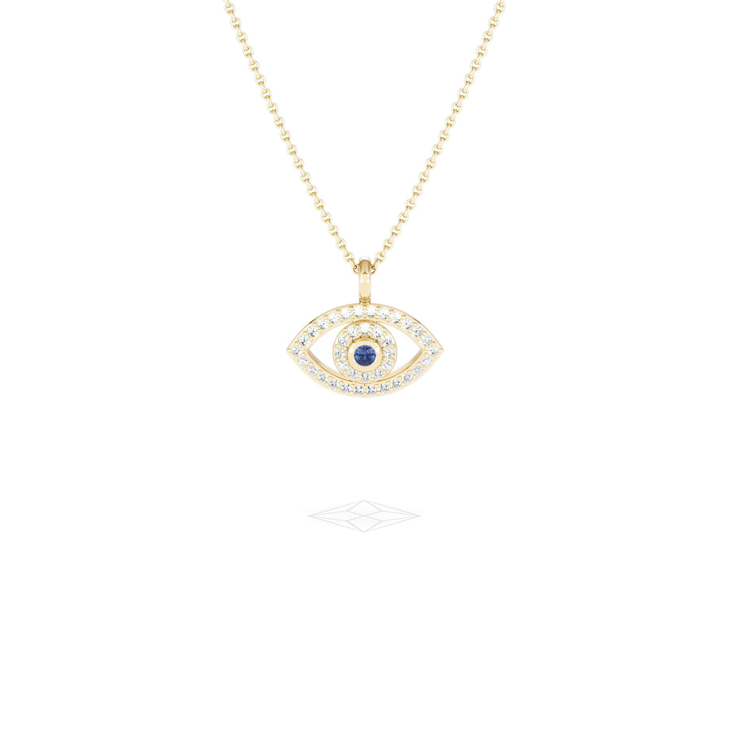 Evil Eye 0.21ct Sapphire and Lab Diamond Pendant Necklace in 18K Gold Vermeil