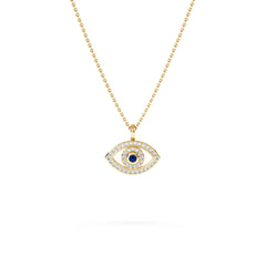 Evil Eye 0.21ct Sapphire and Lab Diamond Pendant Necklace in 18K Gold Vermeil