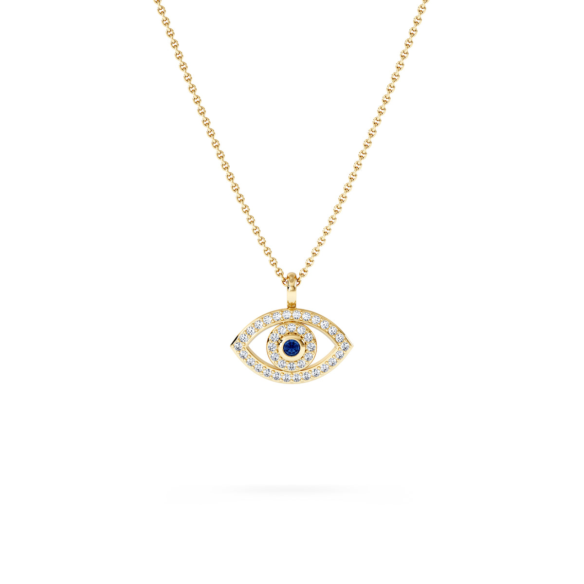 Evil Eye 0.21ct Sapphire and Lab Diamond Pendant Necklace in 18K Gold Vermeil