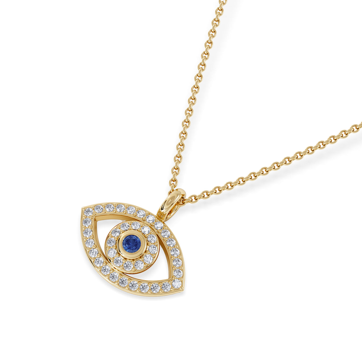 Evil Eye 0.21ct Sapphire and Lab Diamond Pendant Necklace in 18K Gold Vermeil