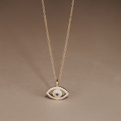 Evil Eye 0.21ct Sapphire and Lab Diamond Pendant Necklace in 18K Gold Vermeil
