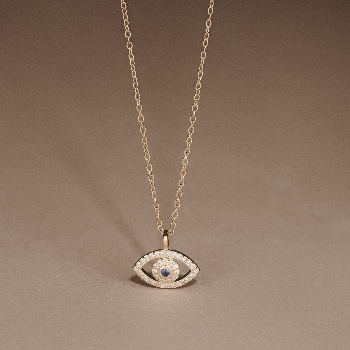 Evil Eye 0.21ct Sapphire and Lab Diamond Pendant Necklace in 18K Gold Vermeil