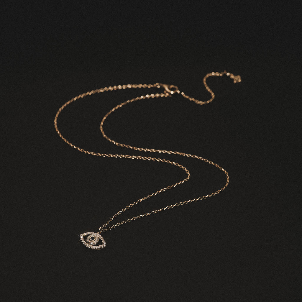 Evil Eye 0.21ct Sapphire and Lab Diamond Pendant Necklace in 18K Gold Vermeil