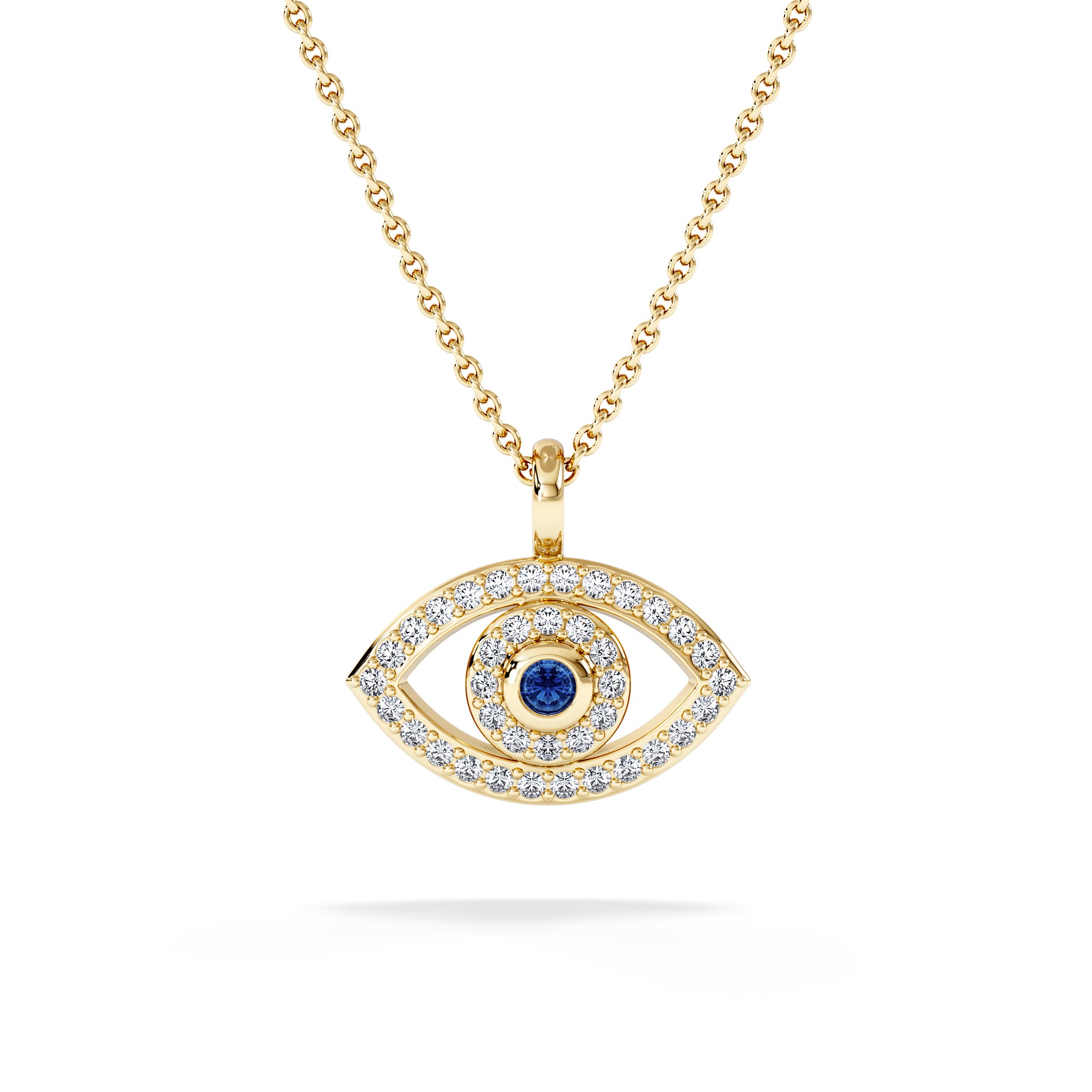 Evil Eye 0.21ct Sapphire and Lab Diamond Pendant Necklace in 18K Gold Vermeil