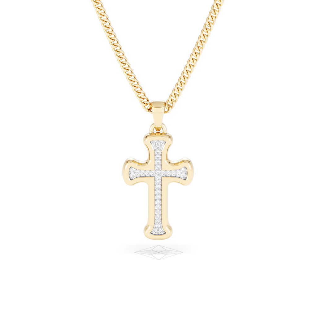 Men’s 0.15ct Lab Grown Diamond Cross Pendant Necklace in 18K Gold Vermeil