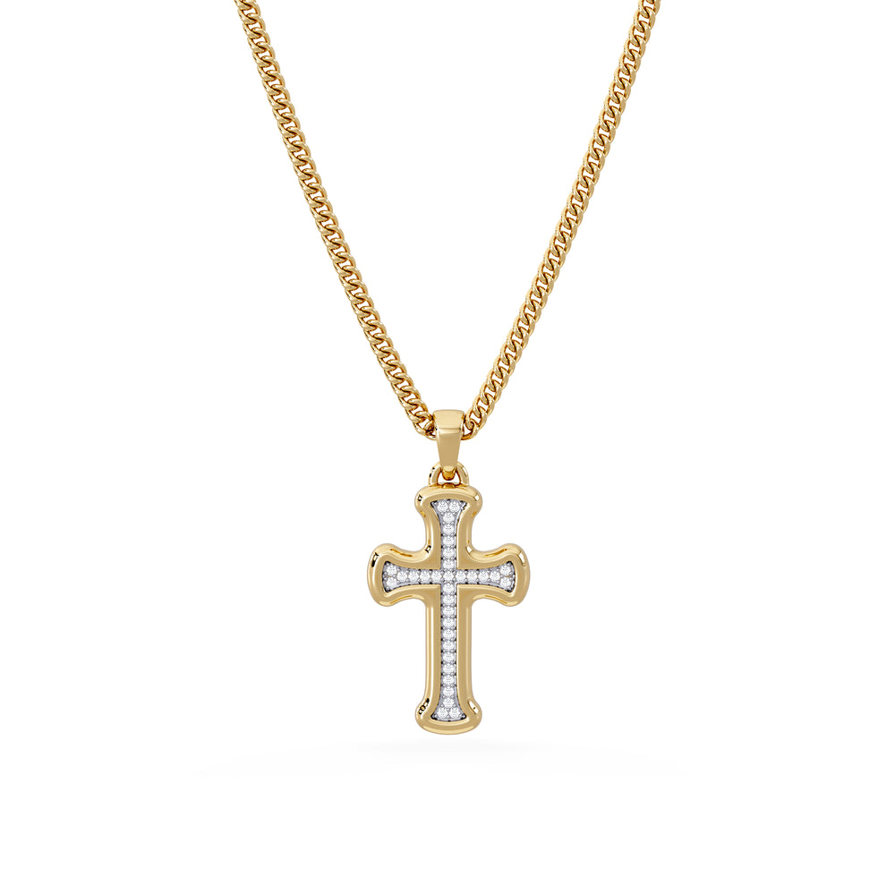 Men’s 0.15ct Lab Grown Diamond Cross Pendant Necklace in 18K Gold Vermeil