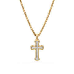Men’s 0.15ct Lab Grown Diamond Cross Pendant Necklace in 18K Gold Vermeil