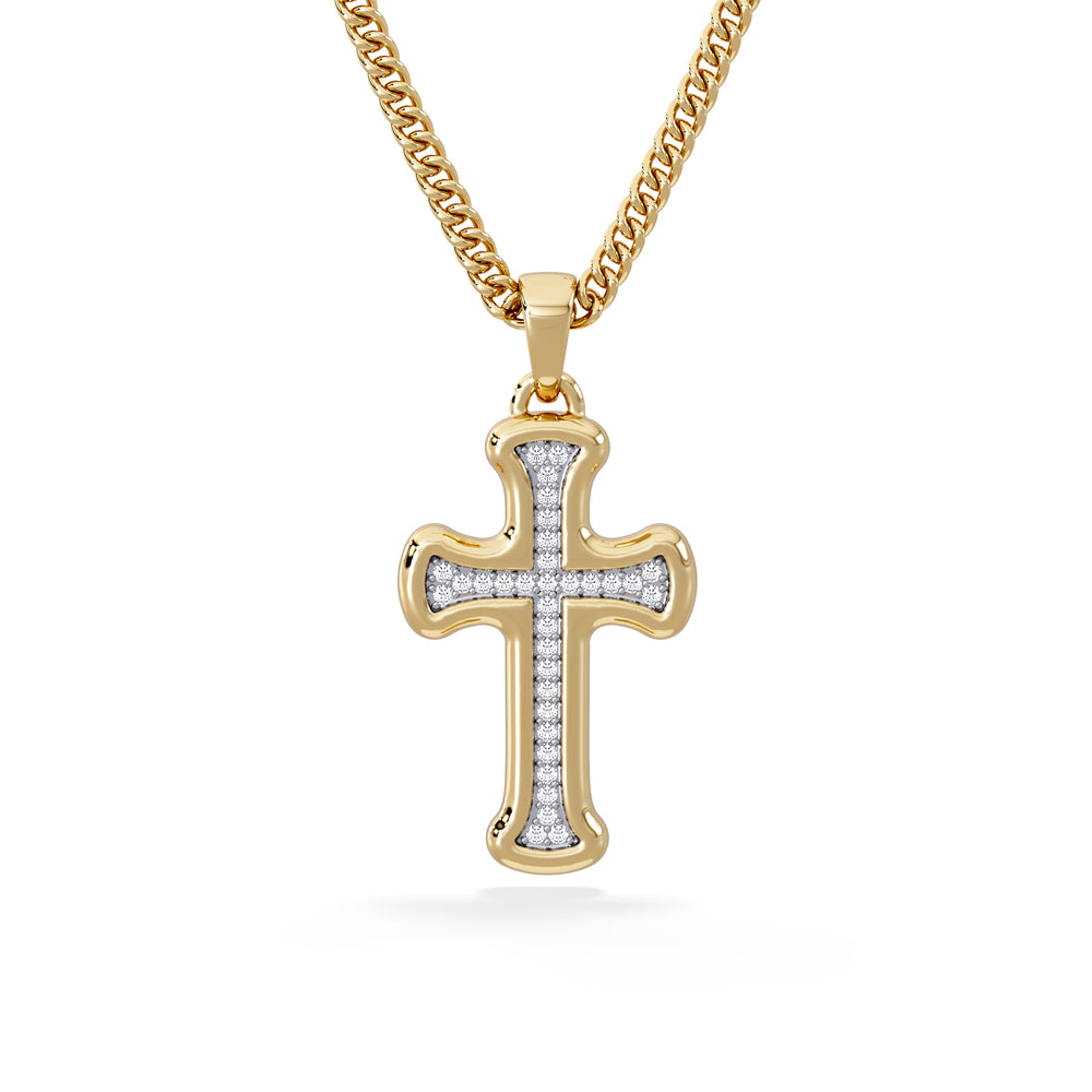 Men’s 0.15ct Lab Grown Diamond Cross Pendant Necklace in 18K Gold Vermeil