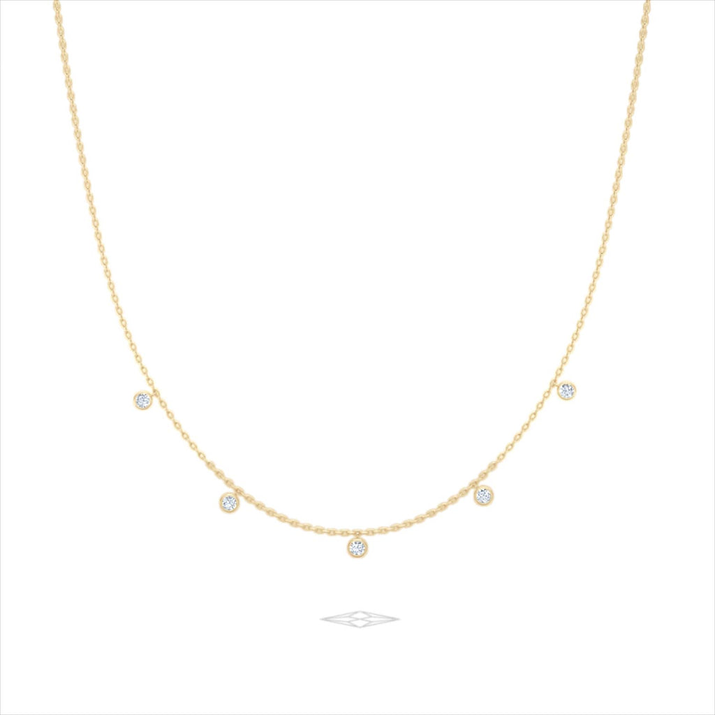 Icon Bezel .50ct Round Cut Lab Diamond Station Necklace in 18K Gold Vermeil