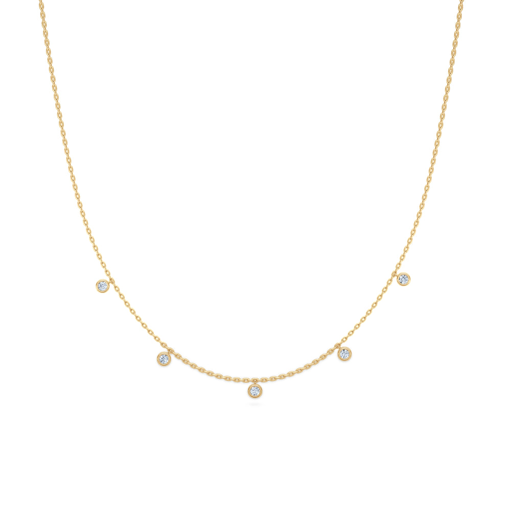 Icon Bezel .50ct Round Cut Lab Diamond Station Necklace in 18K Gold Vermeil