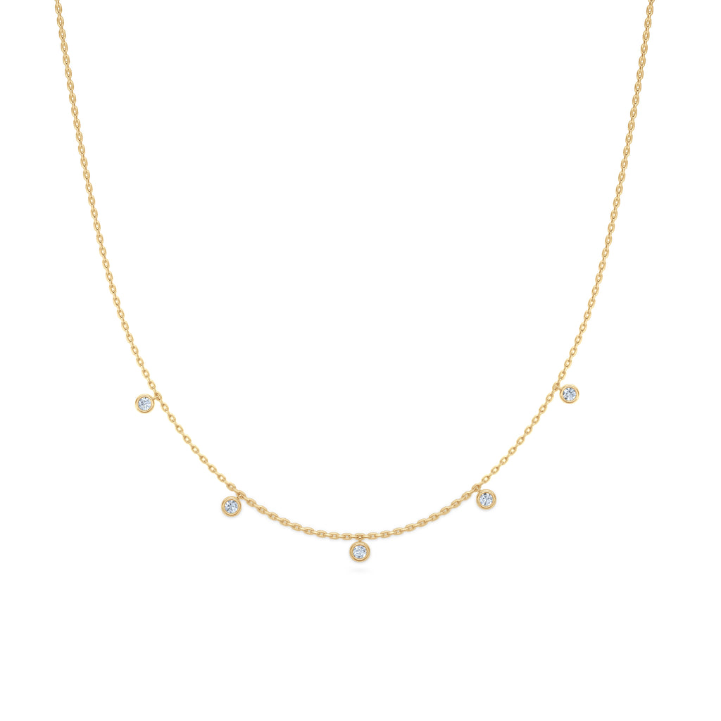 Icon Bezel .50ct Round Cut Lab Diamond Station Necklace in 18K Gold Vermeil