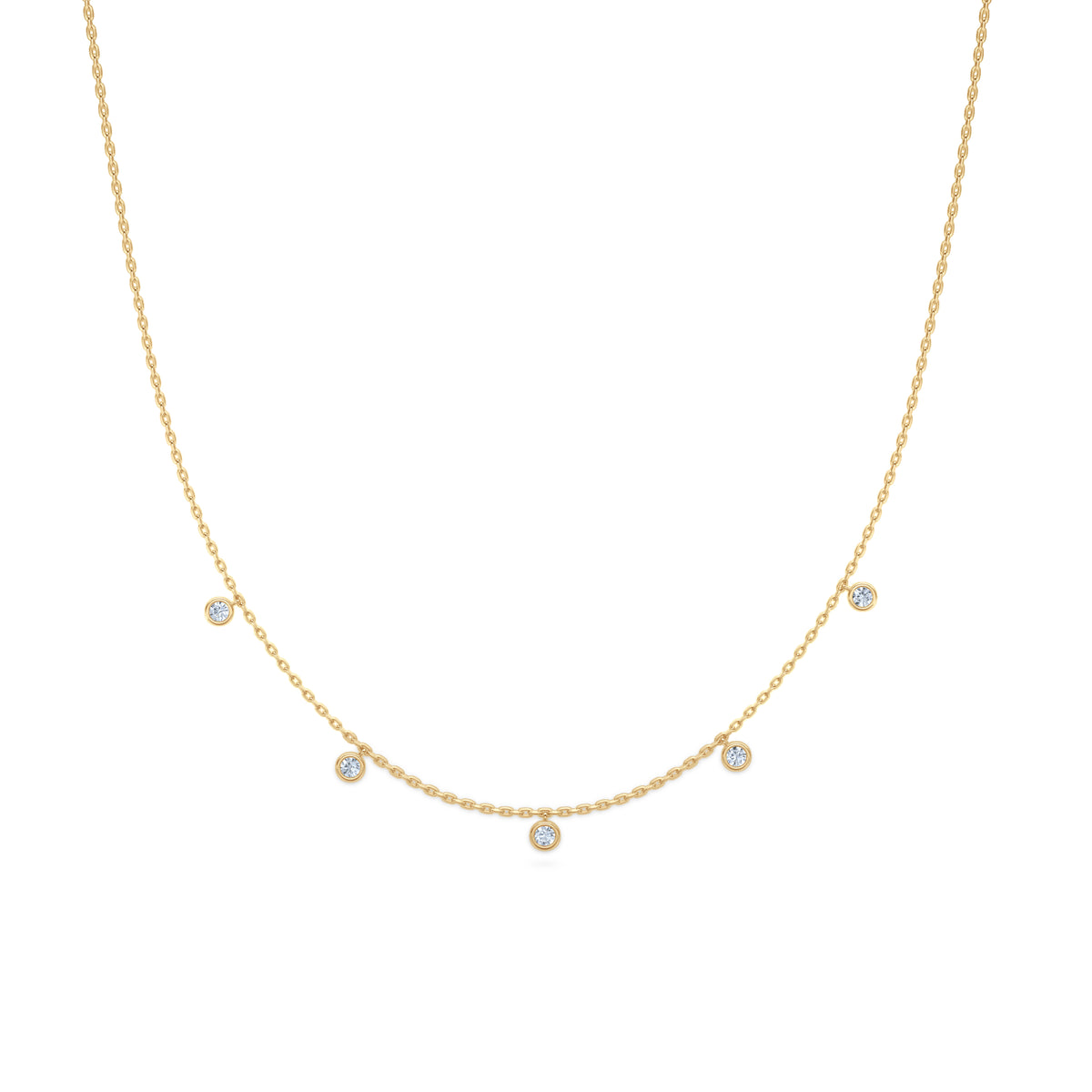 Icon Bezel .50ct Round Cut Lab Diamond Station Necklace in 18K Gold Vermeil