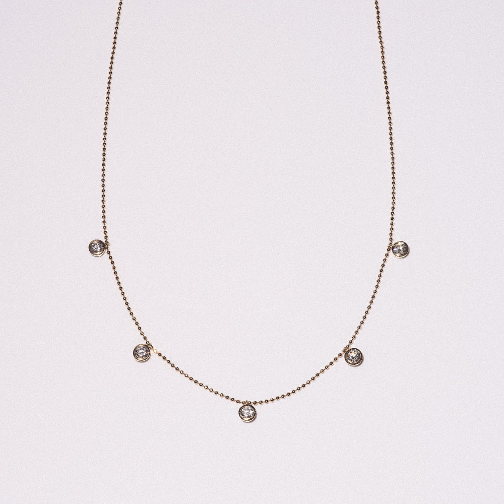 Icon Bezel .50ct Round Cut Lab Diamond Station Necklace in 18K Gold Vermeil