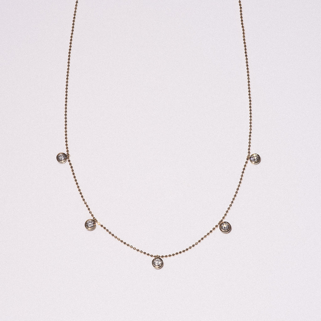 Icon Bezel .50ct Round Cut Lab Diamond Station Necklace in 18K Gold Vermeil