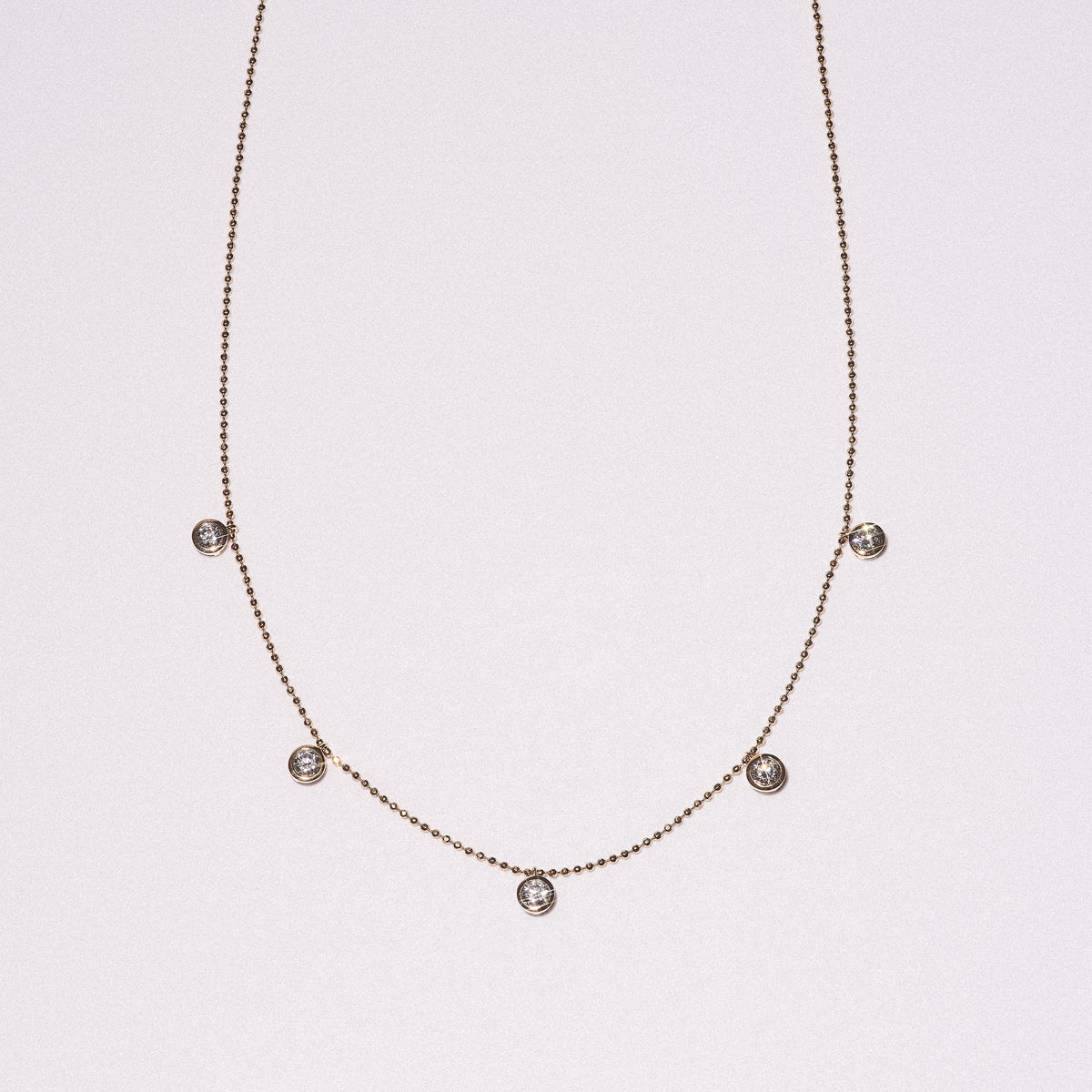 Icon Bezel .50ct Round Cut Lab Diamond Station Necklace in 18K Gold Vermeil