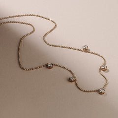 Icon Bezel .50ct Round Cut Lab Diamond Station Necklace in 18K Gold Vermeil
