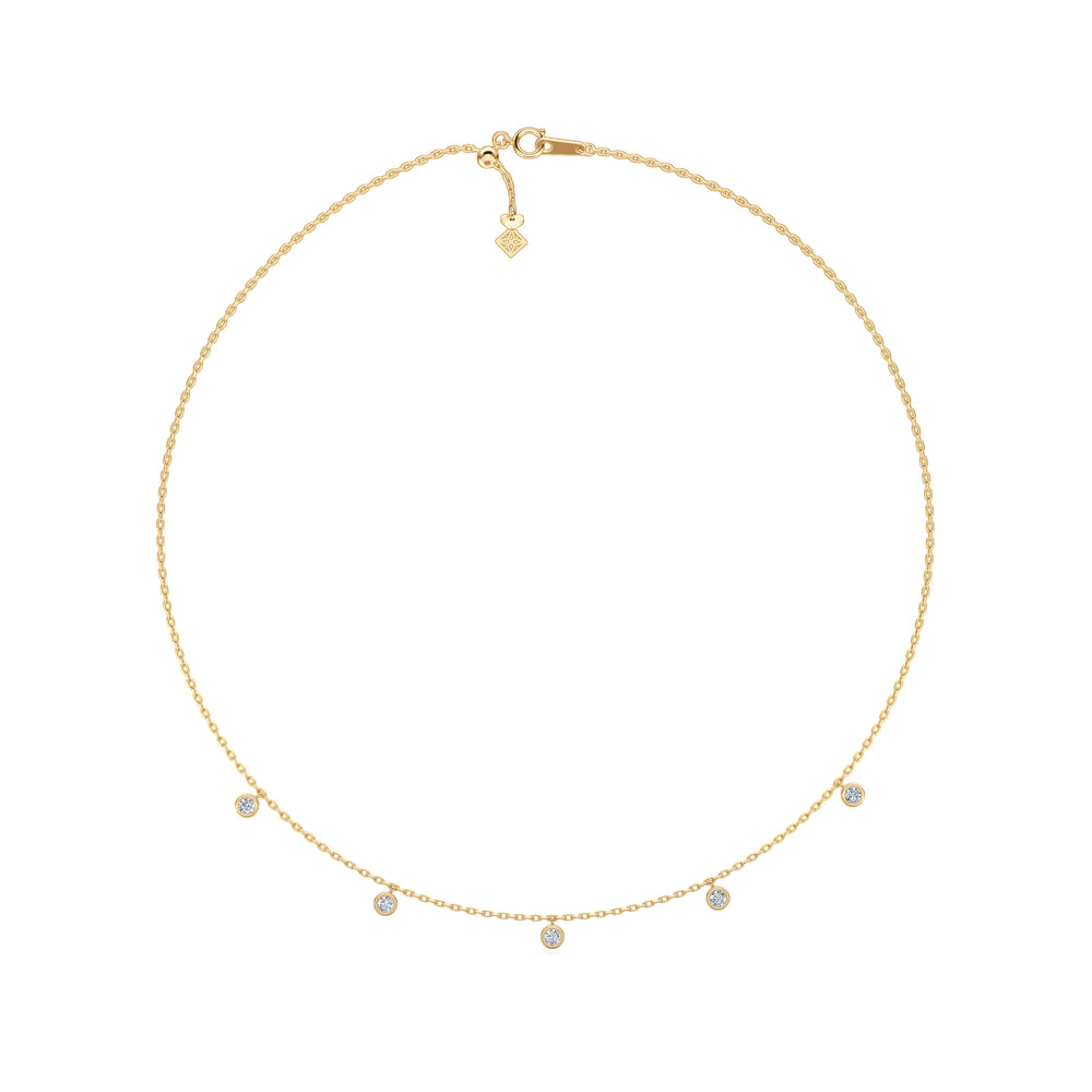 Icon Bezel .50ct Round Cut Lab Diamond Station Necklace in 18K Gold Vermeil