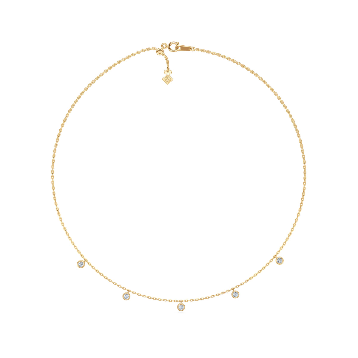 Icon Bezel .50ct Round Cut Lab Diamond Station Necklace in 18K Gold Vermeil