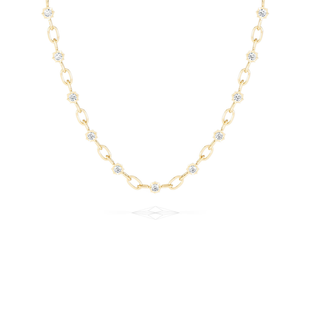 Bound Lab Diamond Link Necklace 0.87ct Round Cut in 18K Gold Vermeil
