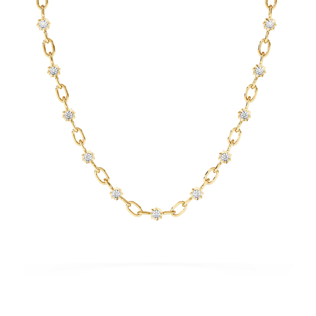 Bound Lab Diamond Link Necklace 0.87ct Round Cut in 18K Gold Vermeil