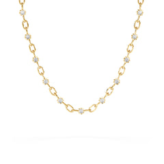 Bound Lab Diamond Link Necklace 0.87ct Round Cut in 18K Gold Vermeil