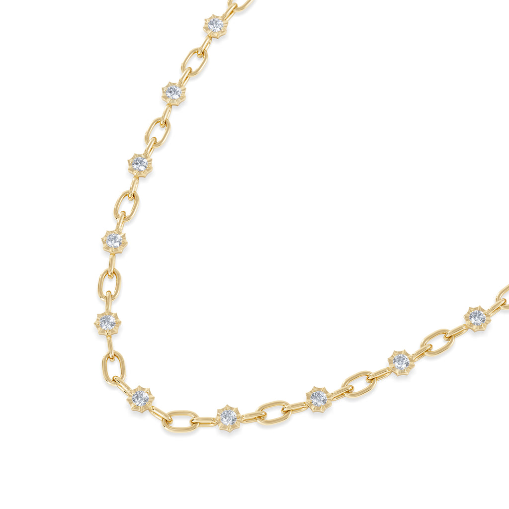 Bound Lab Diamond Link Necklace 0.87ct Round Cut in 18K Gold Vermeil