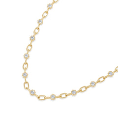 Bound Lab Diamond Link Necklace 0.87ct Round Cut in 18K Gold Vermeil