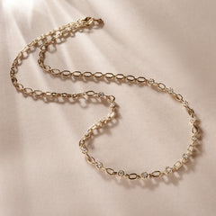 Bound Lab Diamond Link Necklace 0.87ct Round Cut in 18K Gold Vermeil