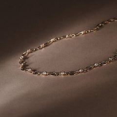 Bound Lab Diamond Link Necklace 0.87ct Round Cut in 18K Gold Vermeil