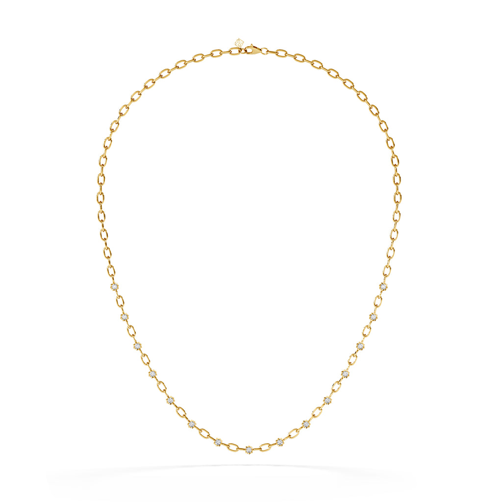 Bound Lab Diamond Link Necklace 0.87ct Round Cut in 18K Gold Vermeil