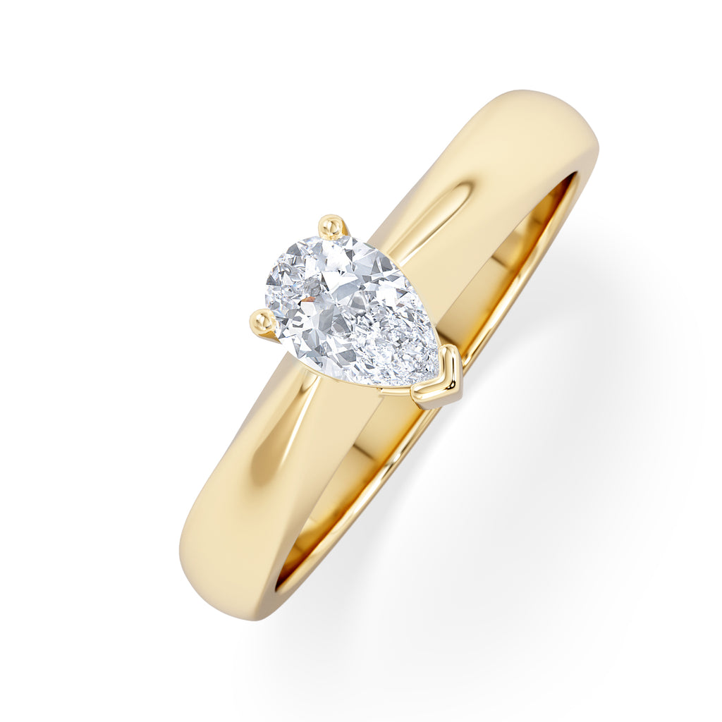 Naomi Pear Cut Lab Diamond Engagement Ring 0.50ct H/SI in 18k Gold Vermeil