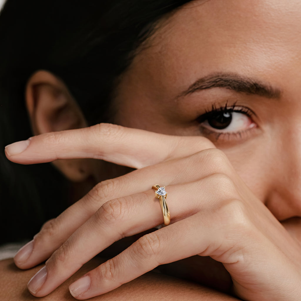 Naomi Heart Cut Lab Diamond Engagement Ring 0.33ct H/SI in 18k Gold Vermeil