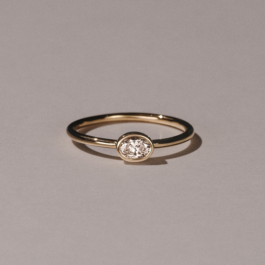 Horizon Oval Cut Lab Diamond Solitaire Ring 0.25ct H/SI in 18k Gold Vermeil