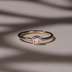 Horizon Oval Cut Lab Diamond Solitaire Ring 0.25ct H/SI in 9K Gold