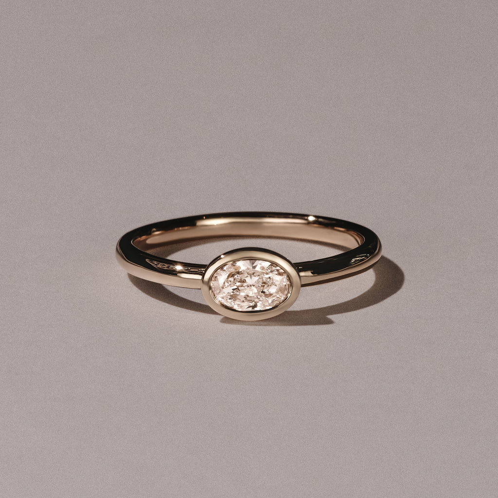 Horizon Oval Cut Lab Diamond Solitaire Ring 0.50ct H/SI in 9K Gold