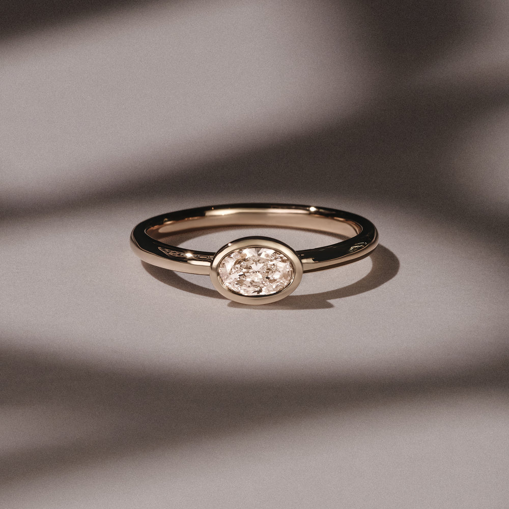 Horizon Oval Cut Lab Diamond Solitaire Ring 0.50ct H/SI in 9K Gold