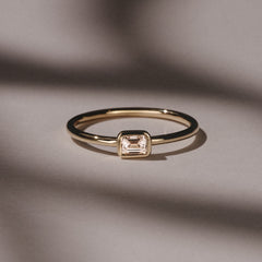 Horizon Emerald Cut Lab Diamond Solitaire Ring 0.25ct H/SI in 18k Gold Vermeil