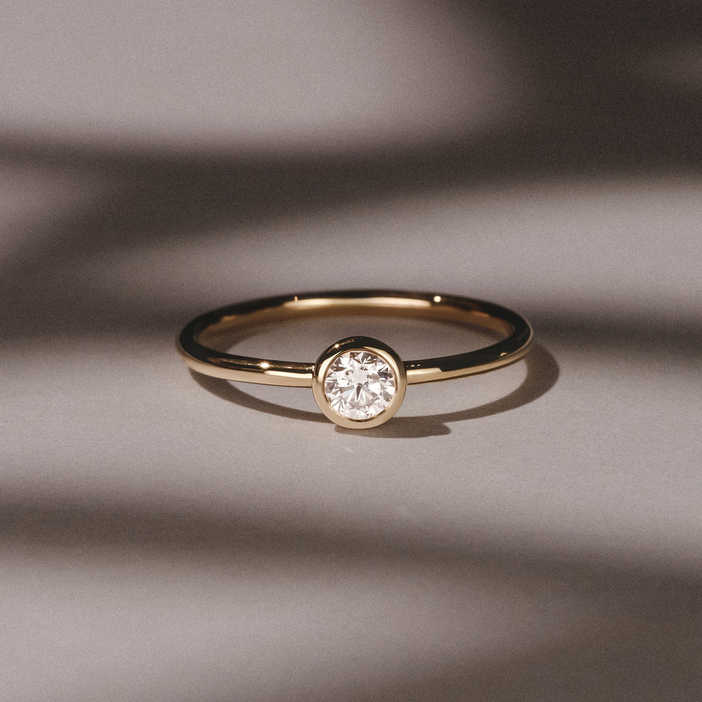 Horizon Round Cut Lab Diamond Solitaire Ring 0.25ct H/SI in 18k Gold Vermeil