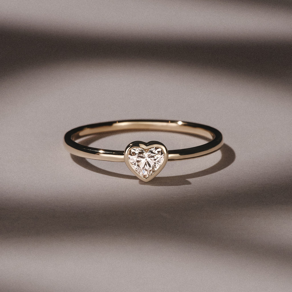 Horizon Heart Cut Lab Diamond Solitaire Ring 0.25ct H/SI in 18k Gold Vermeil