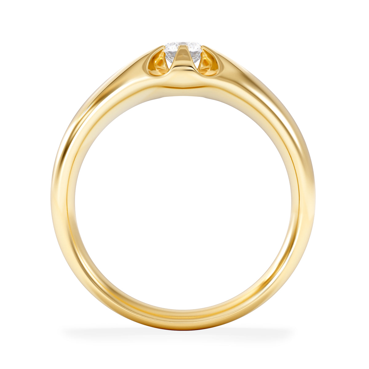 Lab Diamond Signet Ring 0.25ct Round Cut in 18K Gold Vermeil