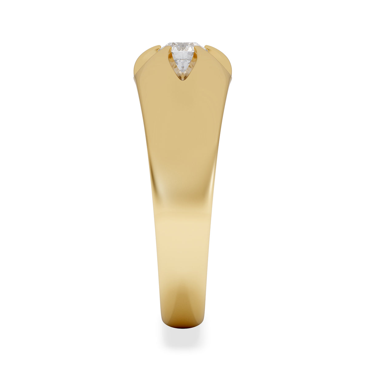 Lab Diamond Signet Ring 0.25ct Round Cut in 18K Gold Vermeil
