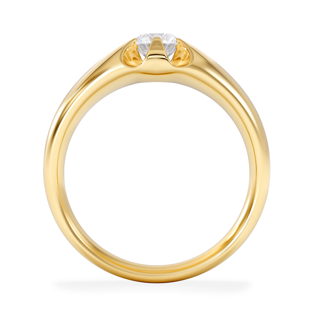 Men's Lab Diamond Signet Ring 0.50ct Round Cut in 18K Gold Vermeil