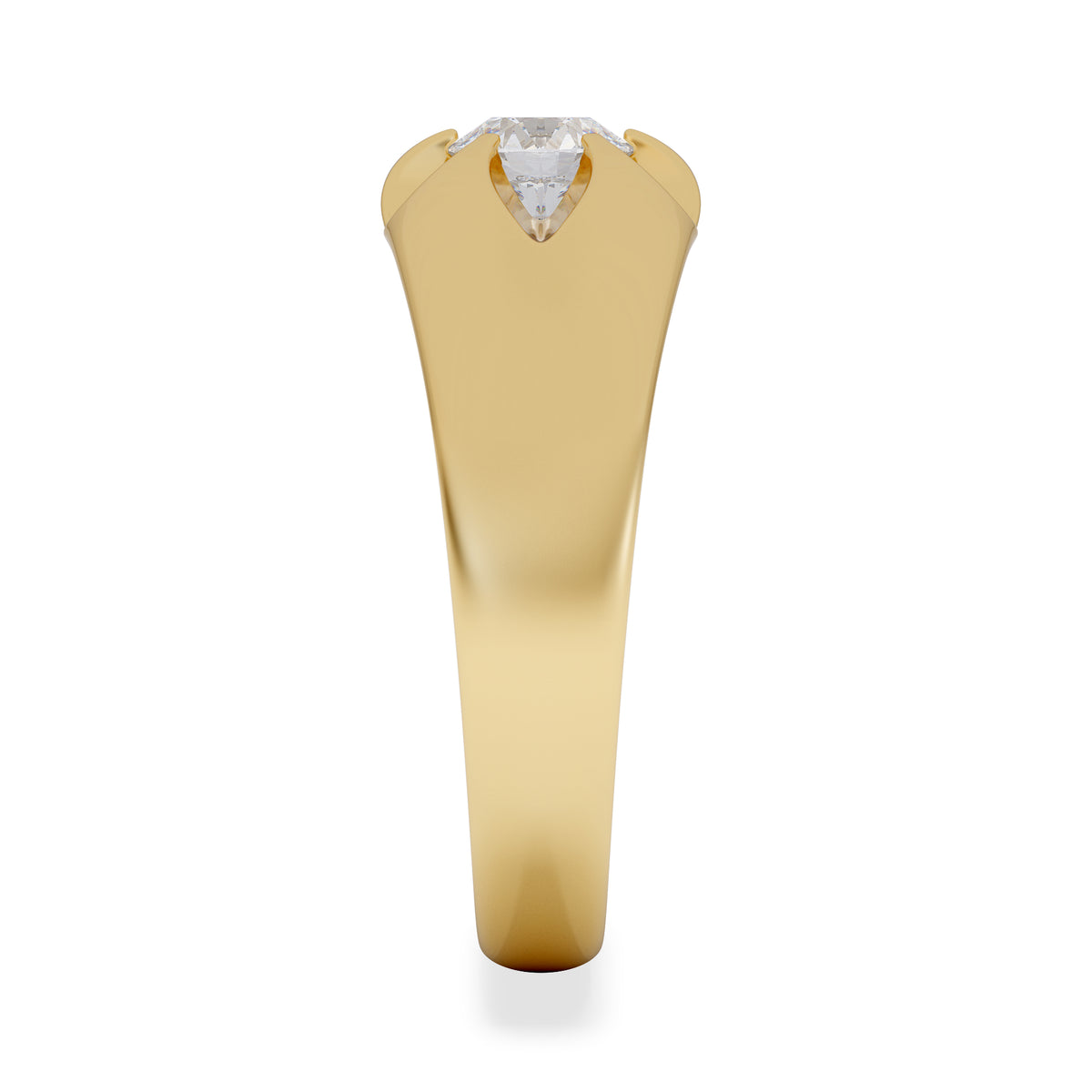 Lab Diamond Signet Ring 0.50ct Round Cut in 18K Gold Vermeil