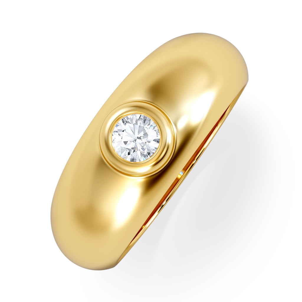 Lab Diamond Signet Ring 0.25ct in 18K Gold Vermeil H/SI