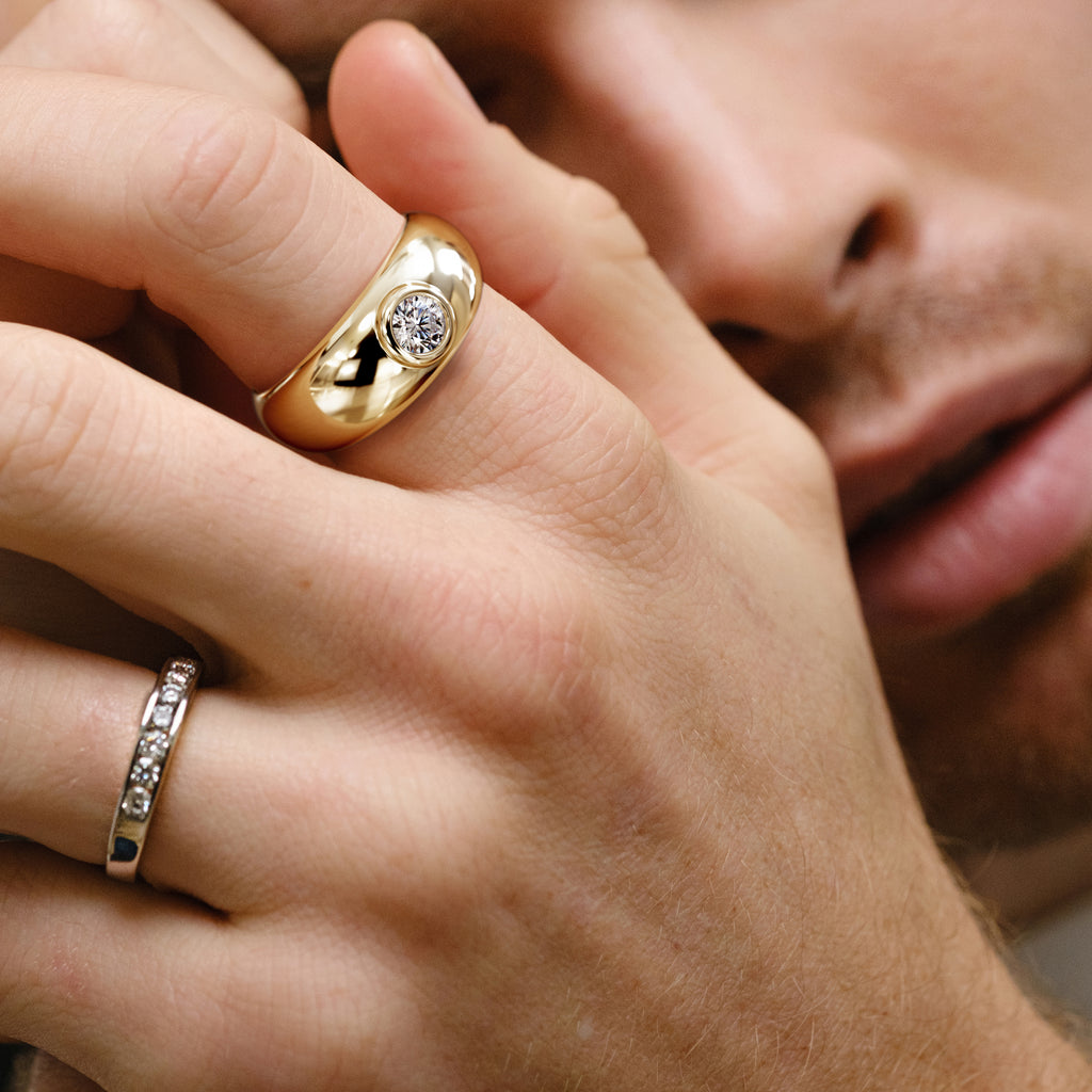 Lab Diamond Signet Ring 0.50ct in 18K Gold Vermeil H/SI